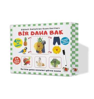 Bir Daha Bak (4 Yaş ve Üzeri Dikkat Geliştirme Oyun Kartları - Silinebilir Kalem Hediyeli) - Uçan Kitap