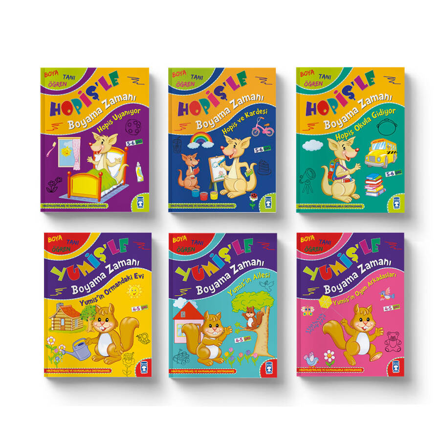Hopiş ve Yumiş Çocuk Boyama Seti (6 Kitap) - 1