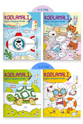Kodlamalı Eğitici Boyama Seti (4 Kitap) - Sincap Kitap