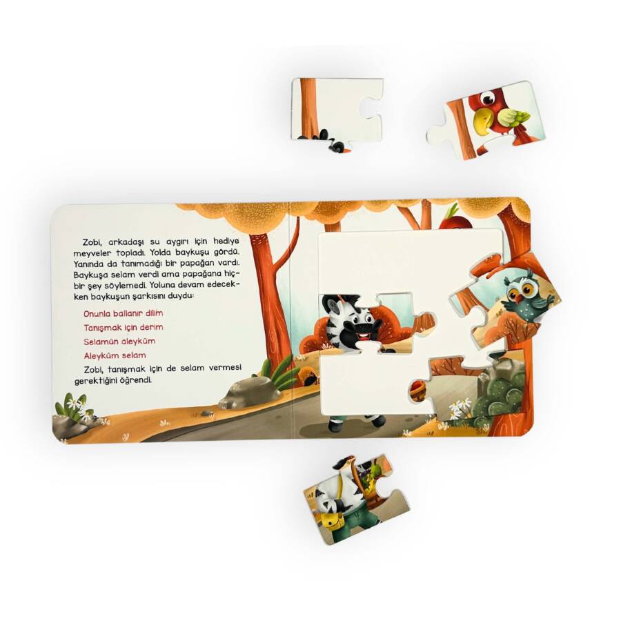 Meraklı Zebra Selamlaşmayı Öğreniyor / Yapbozlu Kitap 2 - 3