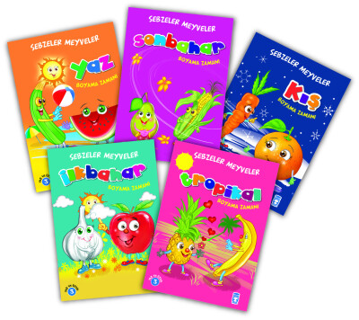Sebzeler Meyveler - Boyama Zamanı Set (5 Kitap) - Timaş Çocuk